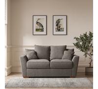 Florence Scatterback Soft Brushed 2 Seater Sofa with Dark Wood Legs Pewter