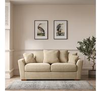 Florence Scatterback Soft Brushed 3 Seater Sofa with Dark Wood Legs linen