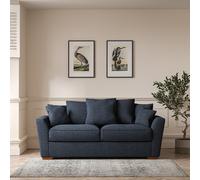 Florence Scatterback Soft Brushed 3 Seater Sofa with Dark Wood Legs Navy
