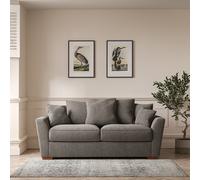 Florence Scatterback Soft Brushed 3 Seater Sofa with Dark Wood Legs Pewter