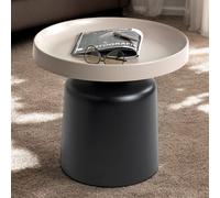 florence small metal end table with black base in grey