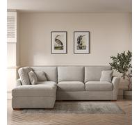 Florence Soft Brushed Corner Sofa & Modular Footstool Set with Dark Wood Legs (Left Facing) silver