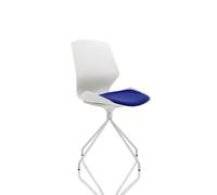 Florence Spindle White Frame Visitor Chair in Bespoke Seat Stevia Blue
