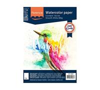Florence Vaessen Creative Aquarellpapier A4 in Weiß, aus 300 g/m² Glattem Papier, 10 Blatt für Aquarellmalerei, Handlettering und Brush Lettering, Smooth 300gsm
