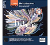 Vaessen Creative Florence Hot Pressed Watercolour Paper 30,5 x 30,5 cm, Black, 300 GSM, Smooth Surface, Artist Grade Quality, 50 Sheets for Painting, Hand Lettering, Art Projects, 30.5 x 30.5 cm