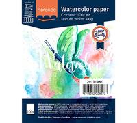 Vaessen Creative Florence Watercolour Paper A6, 300 GSM, Artist Grade Quality, Textured Surface, 100 Sheets for Painting, Handlettering, Art Projects and More, Intense White