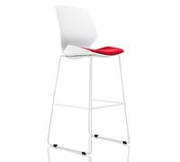 Florence White Frame High Stool in Bespoke Seat Bergamot Cherry