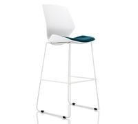 Florence White Frame High Stool in Bespoke Seat Maringa Teal