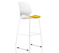 Florence White Frame High Stool in Bespoke Seat Senna Yellow