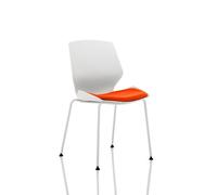 Florence White Frame Visitor Chair in Bespoke Seat Tabasco Orange