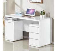 florentine gloss computer desk with 1 door 3 drawers in white