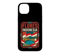 Flores Indonesia Flag Volcanic Lake Vintage Art Case for iPhone 14 Plus