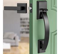 Floresita Front Door Handle Black Adjustable12.7in Heavy Exterior Entry Handle Reversible