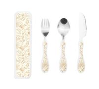 Floret Gourd-Handle Cutlery Set â€“ Elegant 3-Piece Knife, Fork & Spoon Trio with Premium Pp Plastic Handles & 430 Stainless Steel Heads â€“ Perfect for Christmas, Parties, Picnics & Gifting