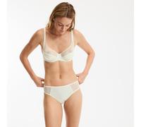 Floria Stretch Lace and Satin Full Knickers Ivory