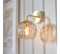 Endon 91970 Dimple 1lt Wall Satin brass plate & champagne lustre glass 25W E14 golf (Required)