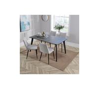 Florian Extending Dining Table and Odette 4, 6 or 8 Chair Sets Home Source Dark Grey 4 Pack