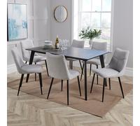 Florian Extending Dining Table and Odette 4, 6 or 8 Chair Sets Home Source Dark Grey 6 Pack