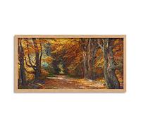 Florian Praterallee Autumn Vienna Trees Painting Framed Wall Art Print Long 25X12 Inch