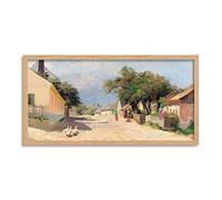 Florian Village Road Summer Midday Sun Painting Framed Wall Art Print Long 25X12 Inch