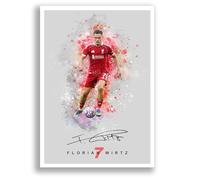 Florian Wirtz Liverpool Signed Photo Poster Print Picture Display Framed Autograph Memorabilia for Football Fans Gift Germany (A4 poster Only Grey)