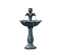Floriana garden water fountain comprising floral feature, bowl and decorative stand Vossmoon Grey One Size