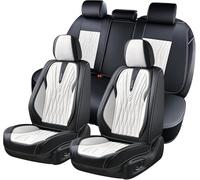 FLORICH Car Seat Covers Full Set, Leather Seat Covers for Cars 5 Seats, Waterproof Car Seat Protector,Automotive Seat Covers & Accessories Fit for SUV Sedan Truck-Black&White