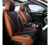 FLORICH Leather Seat Covers, Front Seat Covers,Waterproof Seat Cover for Cars, 2PCS Luxury Leatherette Brown Car Seat Cushion, Automotive Seat Covers for Sedan SUV Pick-up Truck