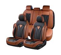 FLORICH Leather Seat Covers, Seat Covers Full Set, Car Seat Protectors 5 Seats,Automotive Seat Covers Fit for Most Cars Trucks-Brown&Black