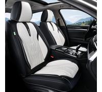 FLORICH Leather Seat Covers, Universal Front Seat Covers, Waterproof Car Seat Protector, Automotive Driver Seat Accessories Fit for Most Cars Trucks SUV-Black&White