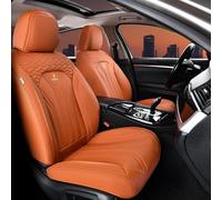 FLORICH Seat Covers, Leather Car Seat Covers Front Seats, Automotive Seat Covers Waterproof Car Seat Cushion Orange Seat Cover Protector Universal Fit for Most Cars Trucks SUVs