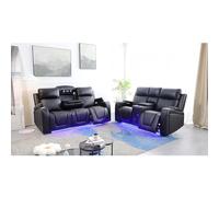 Florida 3 + 2 Black Electric Recliner Sofa Set
