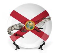 Florida Alligator Flag Bone China Decorative Plates for Display Ceramic Ornament for Wall Decor Festival Wedding Gift
