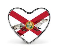 Florida Alligator Flag Heart Badge Pin Metal Reel Pins Memorial Brooch Button Lapel Pins for Backpack Wedding