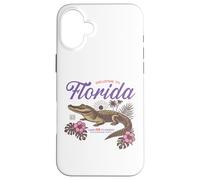 Florida Alligator Retro Tropical Flowers Sunshine State Vibe Case for iPhone 16 Plus
