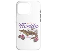 Florida Alligator Retro Tropical Flowers Sunshine State Vibe Case for iPhone 16 Pro