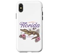 Florida Alligator Retro Tropical Flowers Sunshine State Vibe Case for iPhone X/XS