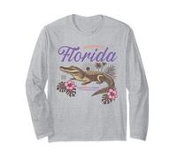 Florida Alligator Retro Tropical Flowers Sunshine State Vibe Long Sleeve T-Shirt