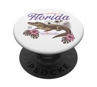 Florida Alligator Retro Tropical Flowers Sunshine State Vibe PopSockets Adhesive PopGrip