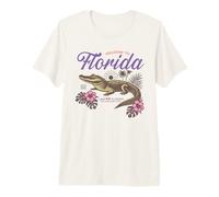 Florida Alligator Retro Tropical Flowers Sunshine State Vibe Premium T-Shirt