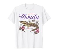 Florida Alligator Retro Tropical Flowers Sunshine State Vibe T-Shirt