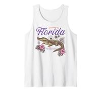 Florida Alligator Retro Tropical Flowers Sunshine State Vibe Tank Top