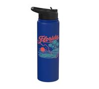 Florida Alligator State map Wearing Retro Graphic Stainless Steel Insulated Water Bottle