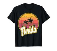 Florida Beach Retro Sunset Value Graphic T-Shirt, Men, Black, XL