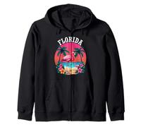 Florida Beach Sunset Vibes Tropical Flamingo Summer Zip Hoodie
