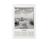 Florida Black And White Beach, USA, United States, North America City Map Travel Landscape Canvas Modern Poster Wall Art Prints Paintings Living Room Bedroom Decor 12x18inch(30x45cm)