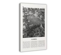 Florida Black And White Sky, USA, United States, North America City Map Travel Landscape Canvas Modern Poster Wall Art Prints Paintings Living Room Bedroom Decor 12x18inch(30x45cm)