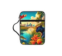 Florida-Cardinal-Bass Bible Cover Case with Handle, Water-Resistant Oxford Fabric Bible Bag Organizer with Zipper Pockets for Church