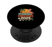 Florida Christmas 2025 Flamingo Palm Tree Holiday Vibes PopSockets Adhesive PopGrip