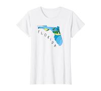 Florida Colourful Map American City Landmarks Florida Lover Value Graphic T-Shirt, Women, White, L